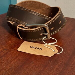 NWT Men's Vatan Handmade Brown Leather Belt